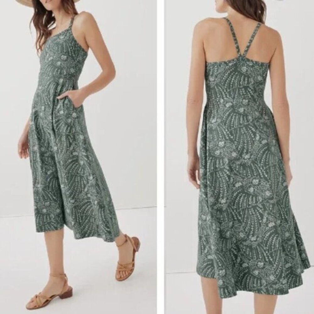 NWT Pact Fit & Flare Vintage Garden Midi Dress Size XXXL Organic‎ Cotton Green